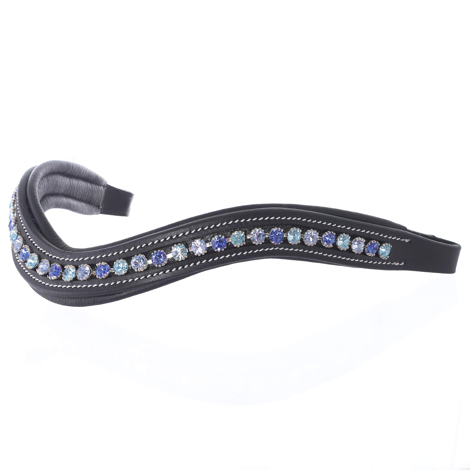 Exion Horse Browband For English Bridle | Curved Shape Padded Equestrian Browband For Show & Dressage | Sapphire, Violet, Light Sapphire Crystal Browband For Horses