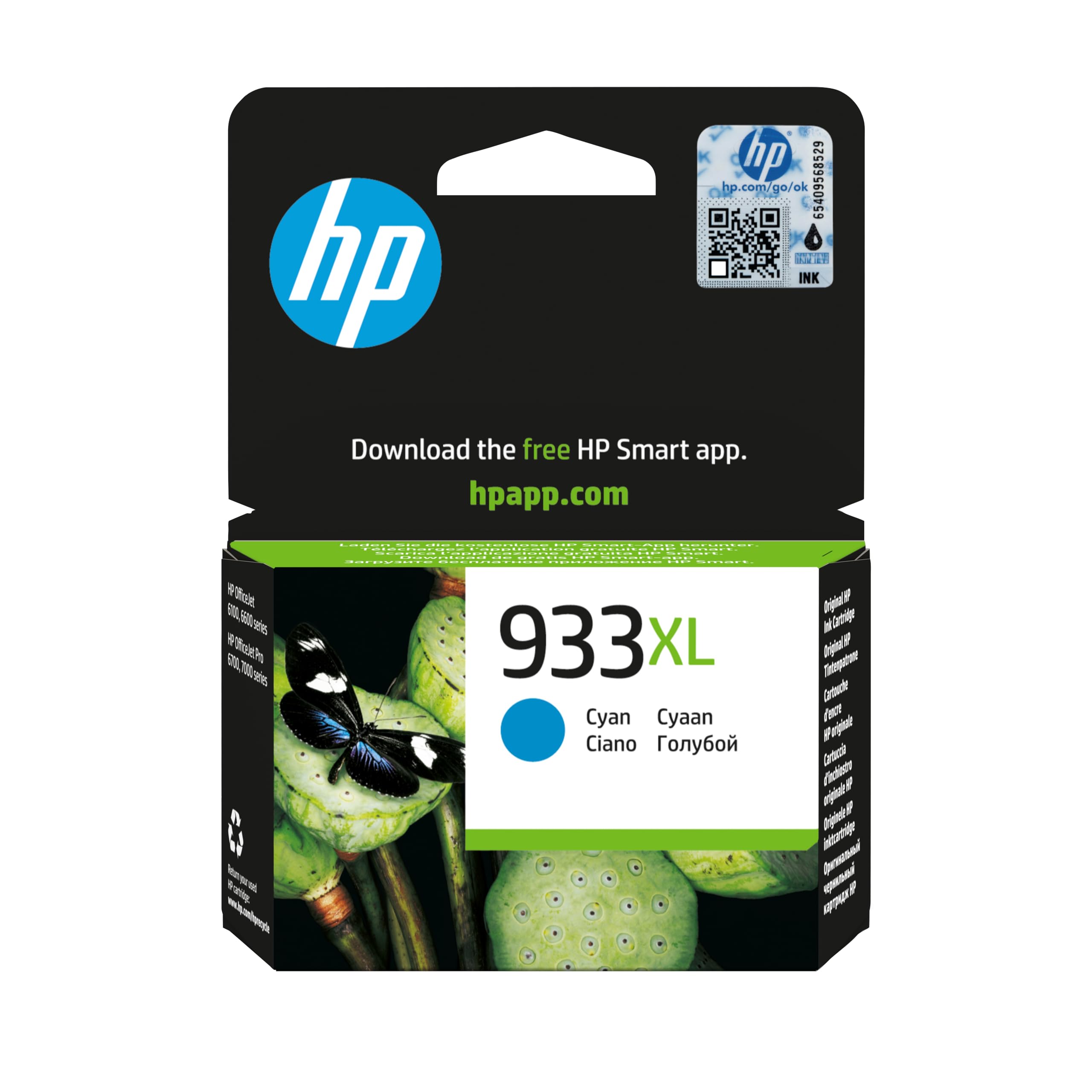 HP CN054AE 933XL High Yield Original Ink Cartridge, Cyan, Single Pack
