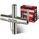 HAUTMEC 4 Way Sillcock Water Key，1/4", 9/32", 5/16", 11/32" Steel Multi-Function Utility Key for Sillcocks Faucets Valves Spi