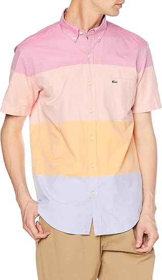 Amazon ラコステ シャツ 公式 カラーブロックデザインショートスリーブボタンダウンシャツ メンズ Ch5659l シャツ 通販