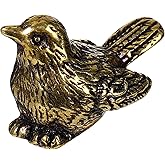 HOOTNEE Brass Sparrow Figurine Retro Small Bird Statue Vintage Gold Bird Decor Desktop Accent for Home Office Car