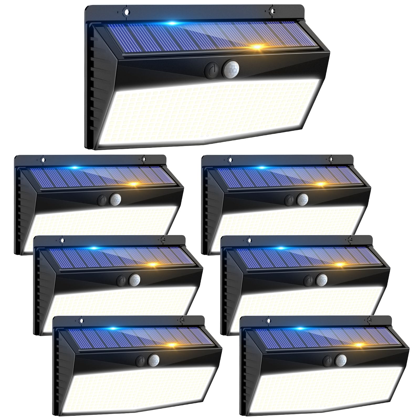 Photo 1 of 7 Pack 368 LED Solar Lights Outdoor Motion Sensor, Solar Fence Light with 3 Lighting Modes, Solar Powered Security Lights Waterproof for Outside Yard Wall Garden Backyard