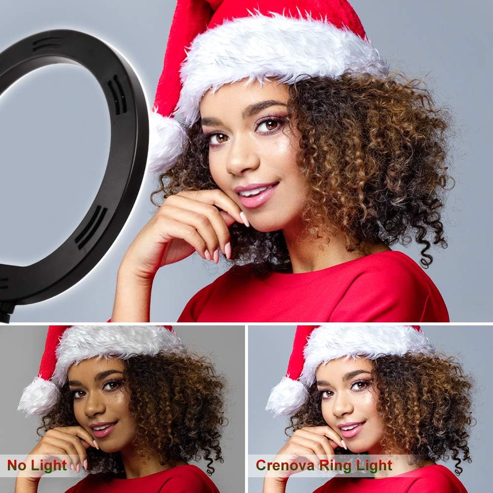 Crenova 10” LED Ring Light for Selfie Live Streaming/Makeup/YouTube Videos : Camera & Photo
