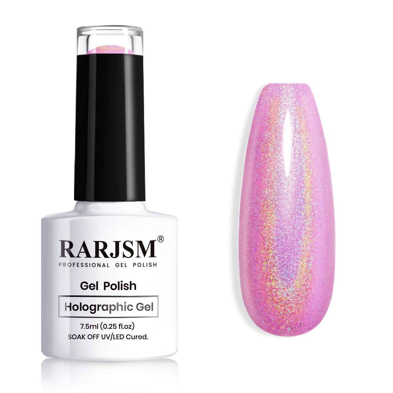 RARJSM Holographic Nail Polish Glitter Gorgeous Glossy 1PCS 7.5ML Purple Nail Polish Nail Lamp Required for Starter Gel Manicure DIY Home RAR70