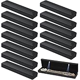 Yinkin 12 Pcs Black Velvet Jewelry Boxes LED Light Display Ring Necklace Bracelet Chain Gift Box Bulk Wedding Proposal Anniversary (Long Chain Box,Rectangular)