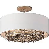 Savoy House 6-1067-4-10 Cameo Modern Rustic Nature-Inspired Shabby Chic White Linen Convertible Semi Flush/Pendant, 4-Light 2