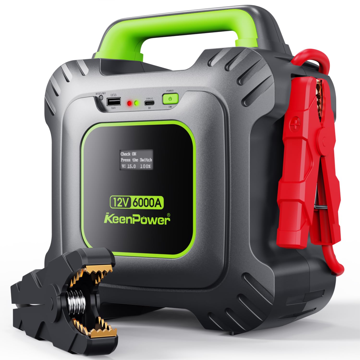 Photo 1 of KeenPower 6000A Super Capacitor Jump Starter [Upgraded Clamps & Screen Version] – No Traditional Battery, Powered by 6X 3000F Supercapacitors, Works in -45°F Env, 3-Mins Fast Charging for Instant Use