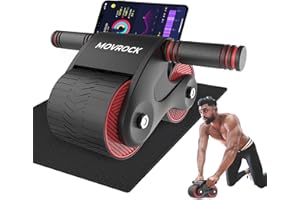 Movrock Ab Roller Wheel with Automatic Rebound for Home Gym Core Fitness, Sturdy Abdominal Exercise Equipment, Includes Knee Pad, Perfect for Ab Workouts and Strength Training