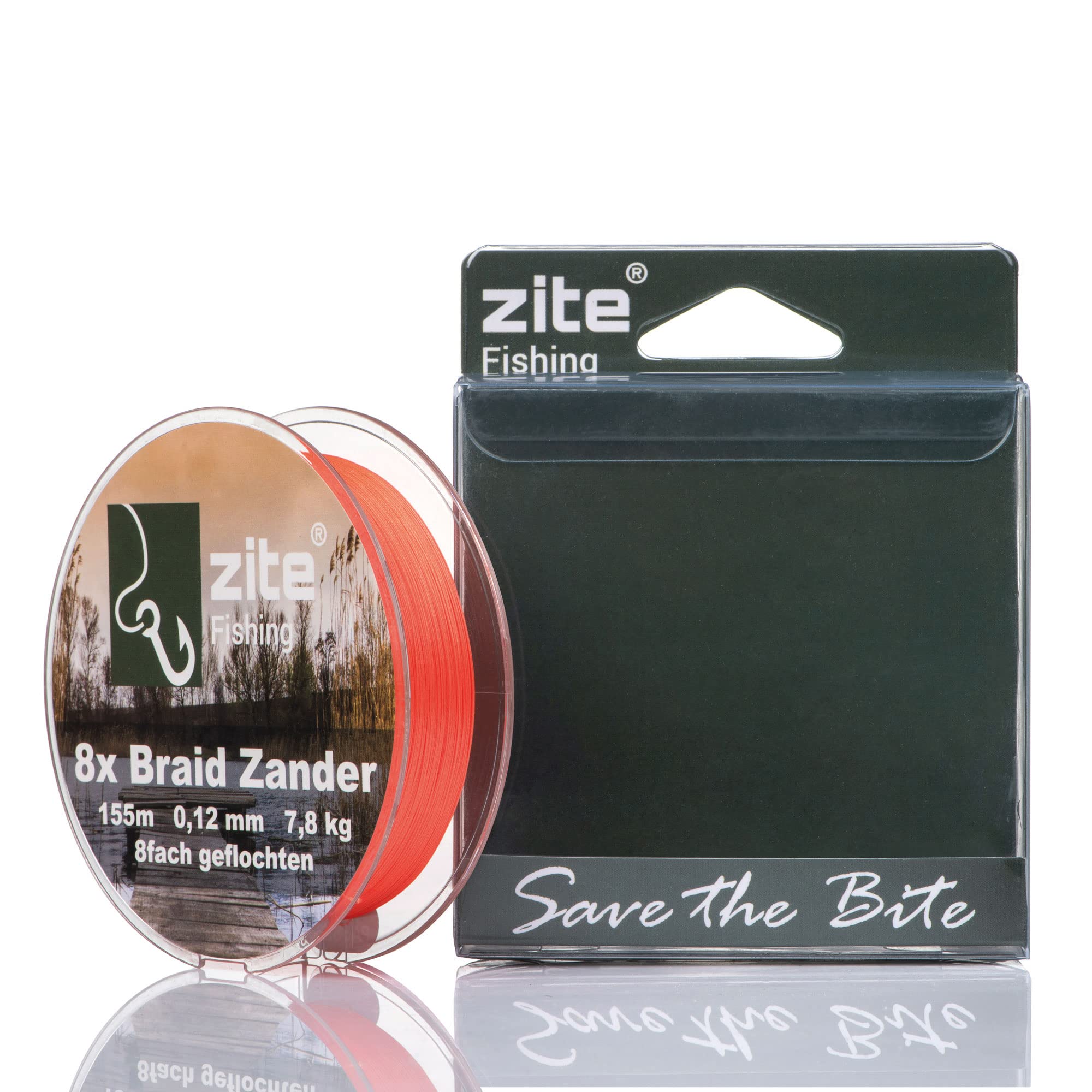 Zite Fishing 8 x Braided Fishing Line - Braided Line 8-Braid Perch Zander Pike Fishing - Round Braided 155 m Orange (Zander)
