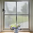 FEOMOS Window Privacy Film, Reeded Glass Film 3D Glass Decals Film, Decorative Film for Window Door Cabinet Non Adhesive Anti UV 17.3 x 118 inches