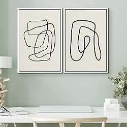 MUDECOR Framed Wall Art Print Set Black Lines Over