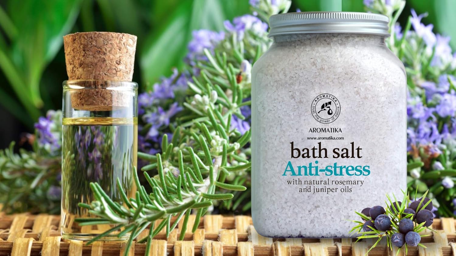AROMATIKA Anti Stress Bath Salts with Rosemary & Juniper Essential Oils - Image 3