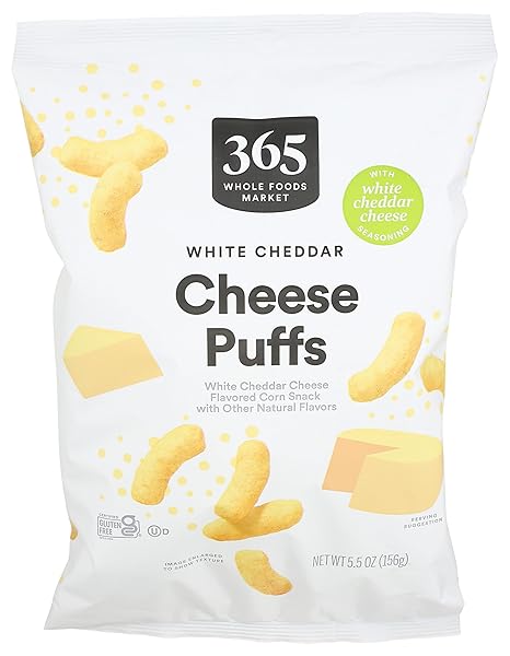 365 BY WHOLE FOODS MARKET WHITE CHEDDAR CHEESE PUFFS, 5.5 OZ