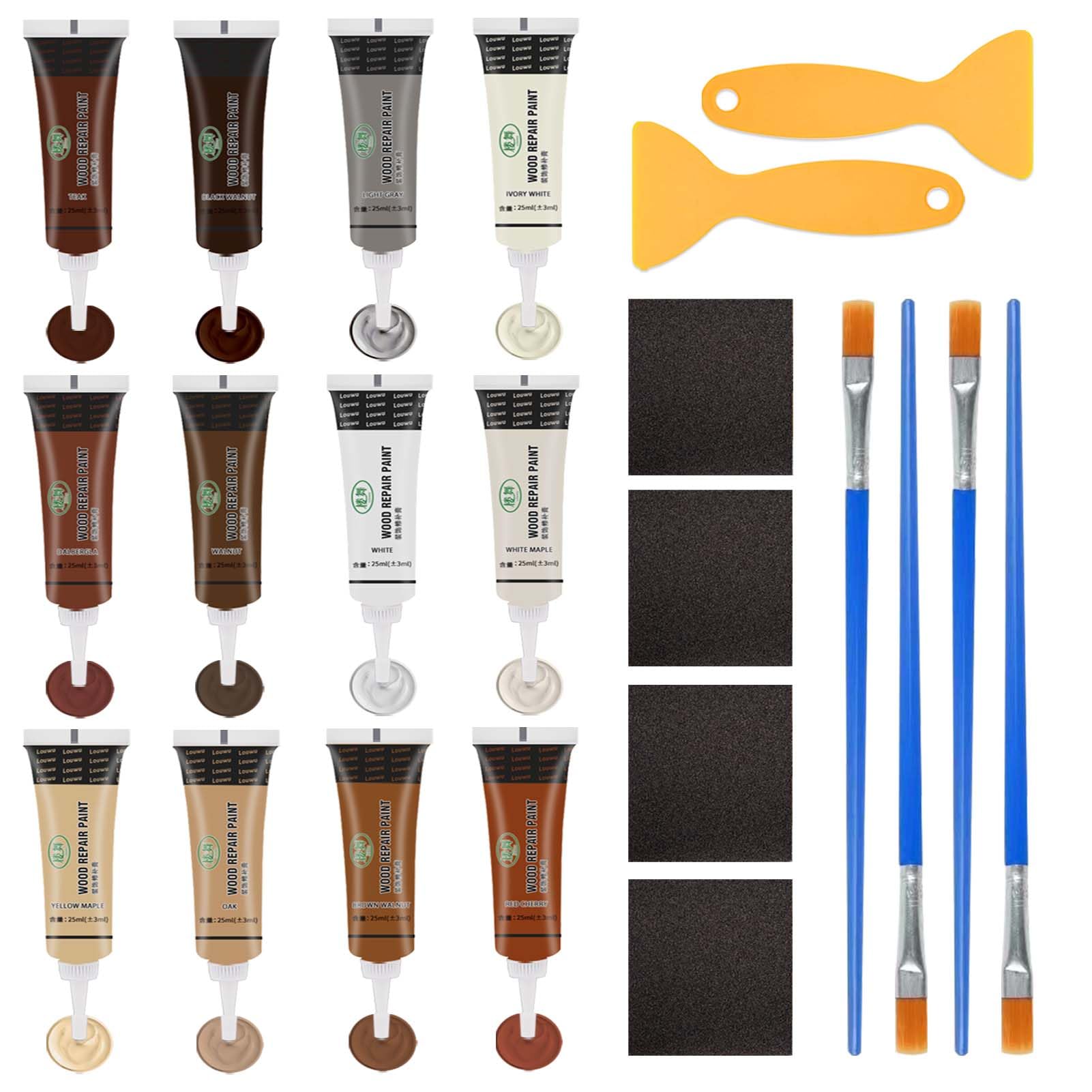 Wood Repair Kit, Laminate Floor Filler, laminate floor repair kit, 12 Color Wood Filler, Laminate Worktop Repair Kit, repairs Scratch for Scratch, Cracks, Hole
