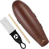 EASTROCK Guiro Instrument 3.9"&times;13" Latin Percussion with 2 Scrapers Coffee | Fish Shaped Musical Training Tool for Beginners and Professional Band Accompaniment