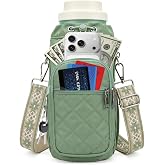 Deposhion Water Bottle Carrier Bag Crossbody Phone Pocket for Women 40oz | Fits 20-40oz bottles &amp; 6.9" phones, 4 pockets, RFID-block, insulated, water-resistant, adj. strap, for hiking, travel, gym