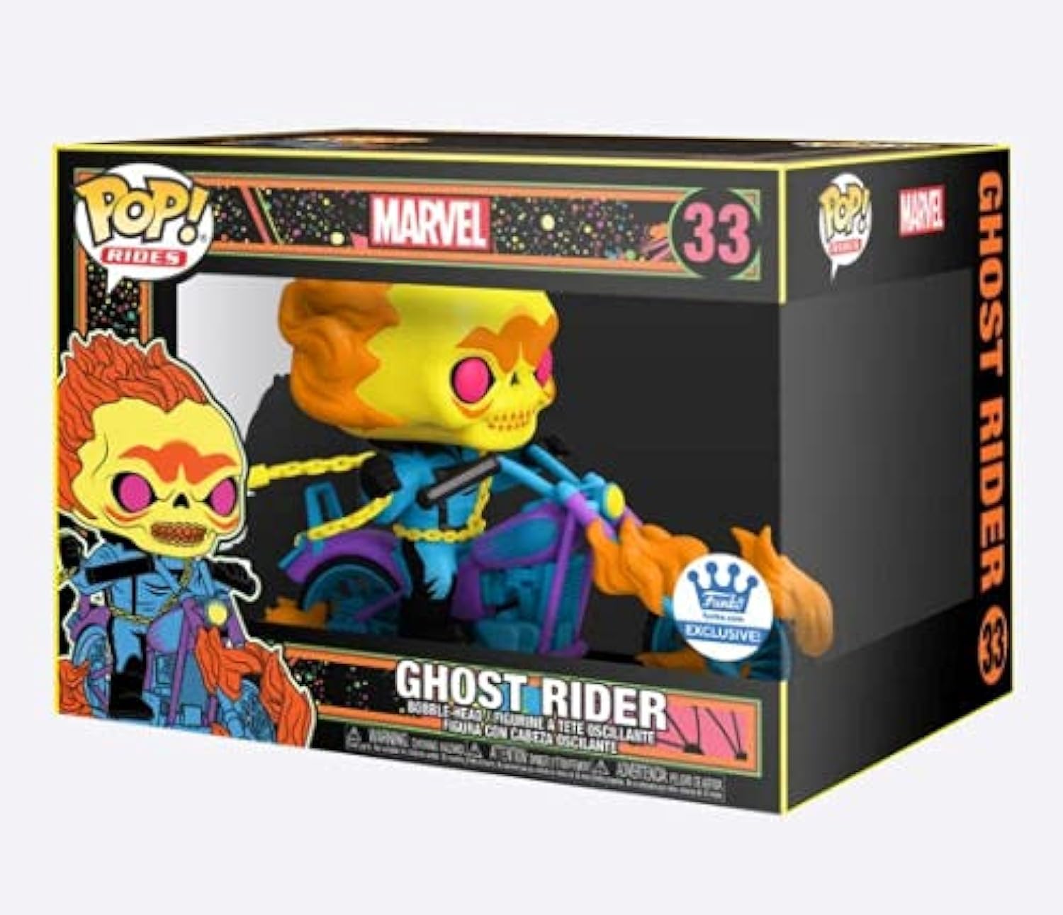 Funko POP! Marvel – Ghost Rider Deluxe Rides (Black Light) Vinyl Figure – Funko Exclusive
