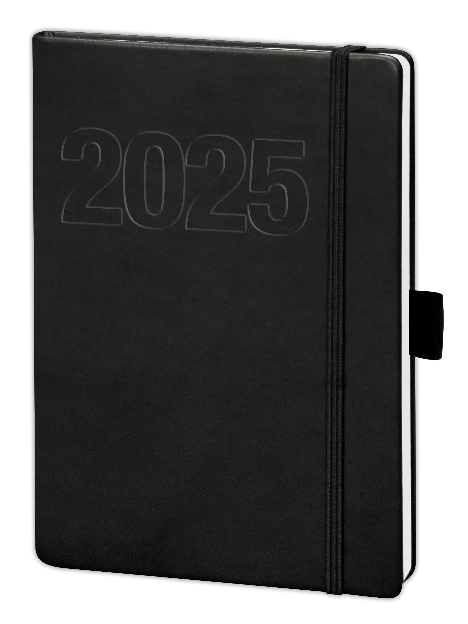 bsb bsb V-Book 02-0146 Weekly Planner Pocket Calendar Book Calendar 2022 A5 Black Soft Faux Leather with Elastic Band 1 Week = 2 Pages