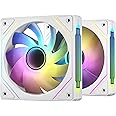 DARKROCK R120-2-Pack 120mm Reverse Installed Infinite Mirror Design PC Fan with Addressable RGB Effect, PWM Smart Control and Hydraulic Bearing for Stable Operation - White