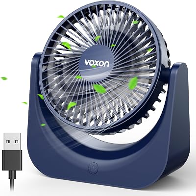VOXON USB Desk Fan 5 Speeds 90° Tilt Quiet 50dB 1.5m Cable Small 5.5"