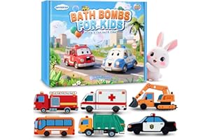 Easter Bath Bombs for Kids, Perfect Easter Basket Stuffers for Boys Girls, Handcrafted Car 6 Pack Natural Organic Bubble Bath