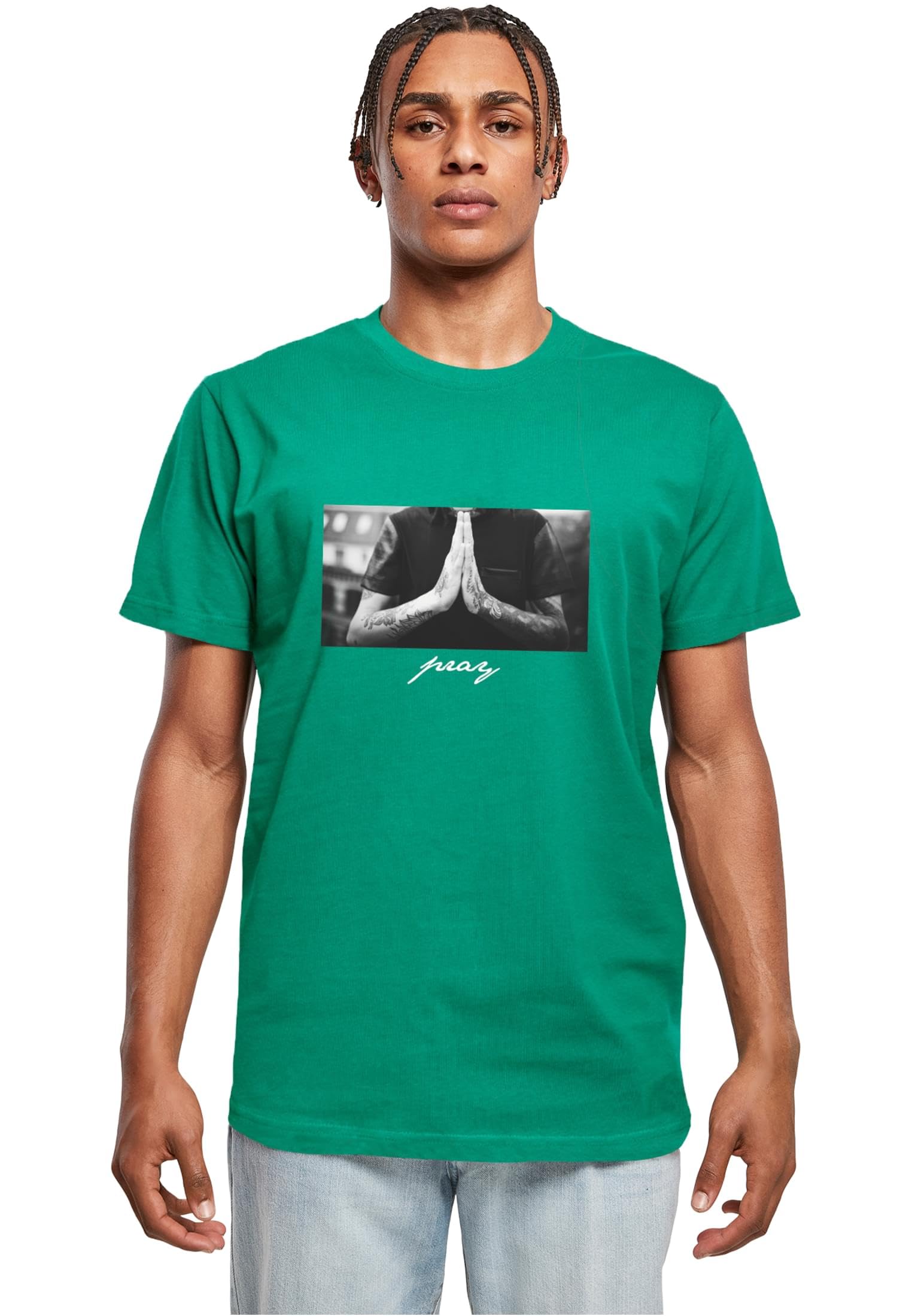Mister Tee Herren Pray Tee T-Shirt, Forest Green, L