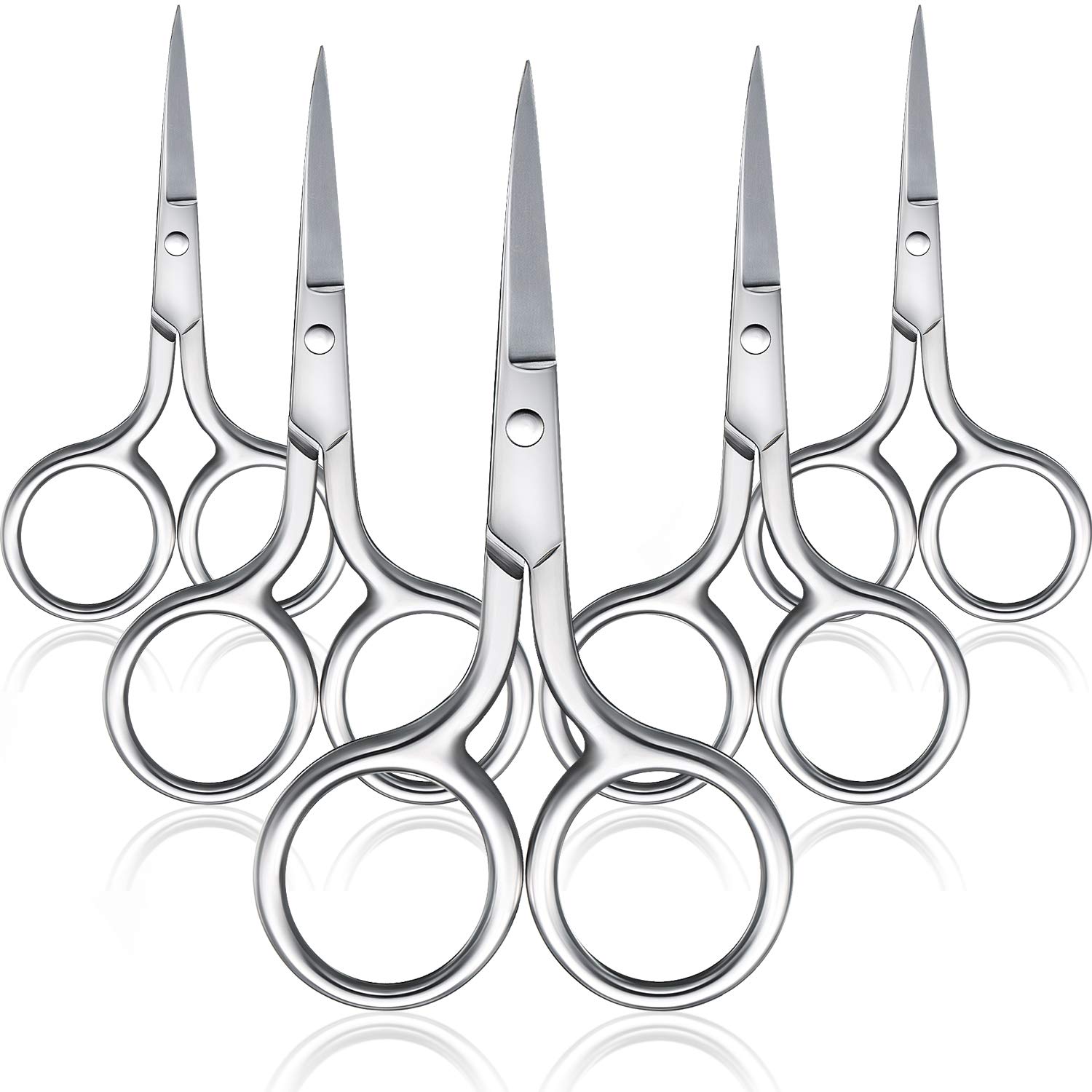 Photo 1 of 5 Pieces Small Straight Tip Nose Hair Scissor for Grooming, Stainless Steel Multi-Purpose Beauty Grooming Scissors for Facial Hair Removal and Mustache Beard Eyebrows Ear Nose Trimming(Silver)
