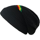 Unisex Rasta Stripe Beanies Jamaica Reggae Cap Slinky Beanie Multi-Colour Striped Slouchy Baggie Beanie Skullies Gorro Rasta Hat