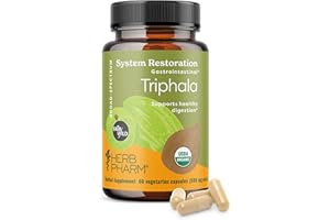Herb Pharm USDA Organic Triphala Capsules | Cleansing & Detoxification Support & Digestive Health Support With Amla, Haritaki & Bibhitaki, FAIRWILD® Certified | 60 Vegan Capsules, Up to 30 Day Supply*
