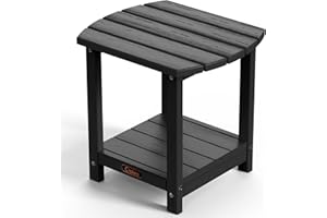 Ciokea Adirondack Outdoor Side Table, 2-Tier Sturdy Patio End Table Weather Resistant, Morden Side Table for Patio, Pool, Porch, Black