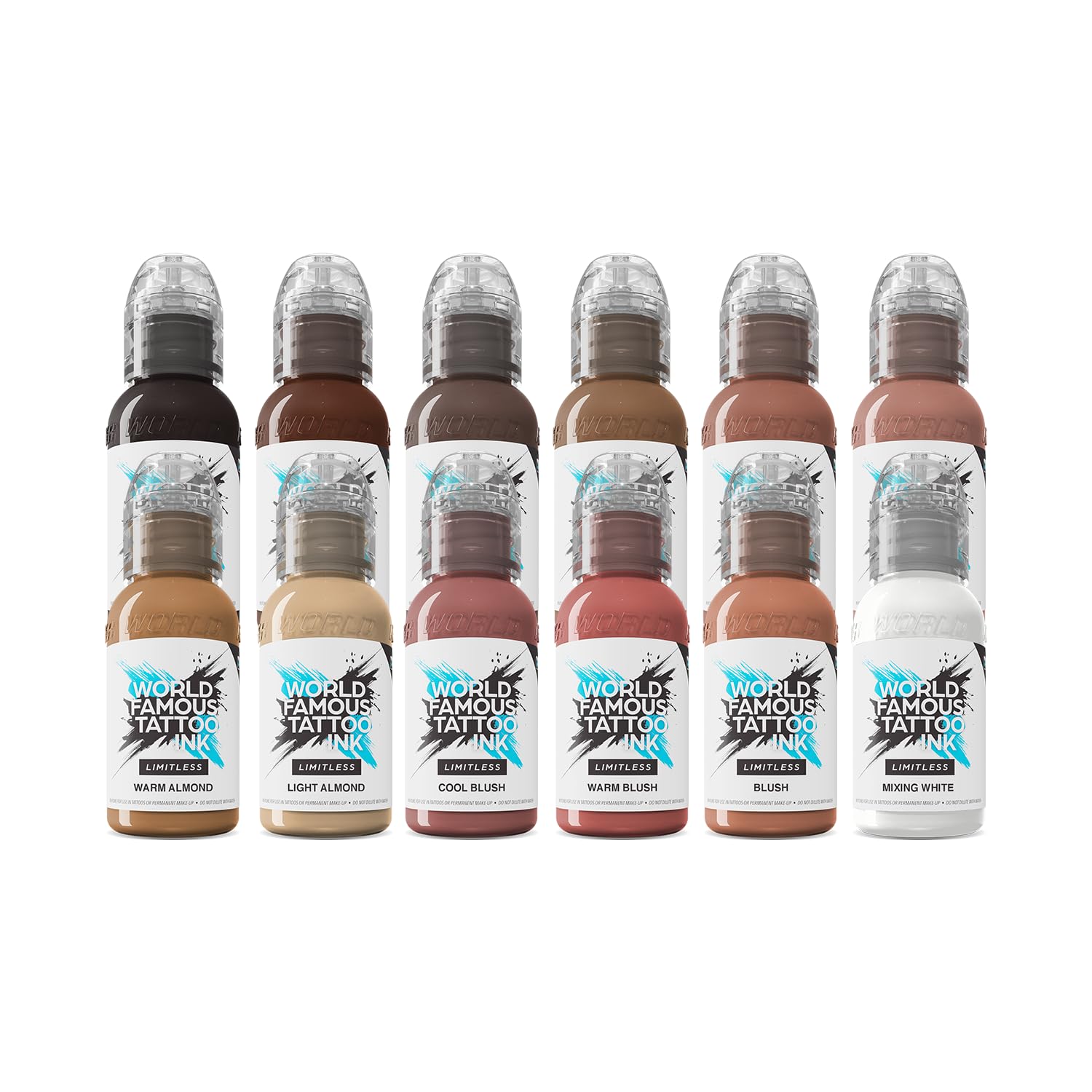 World Famous Tattoo Ink Limitless - Pink Ribbon Set - 16 Count Professional Tattoo Inks - Skin-Safe Permanent Tattooing in Bold Shades - Vegan & Non-Toxic (0.5 fl oz Each)