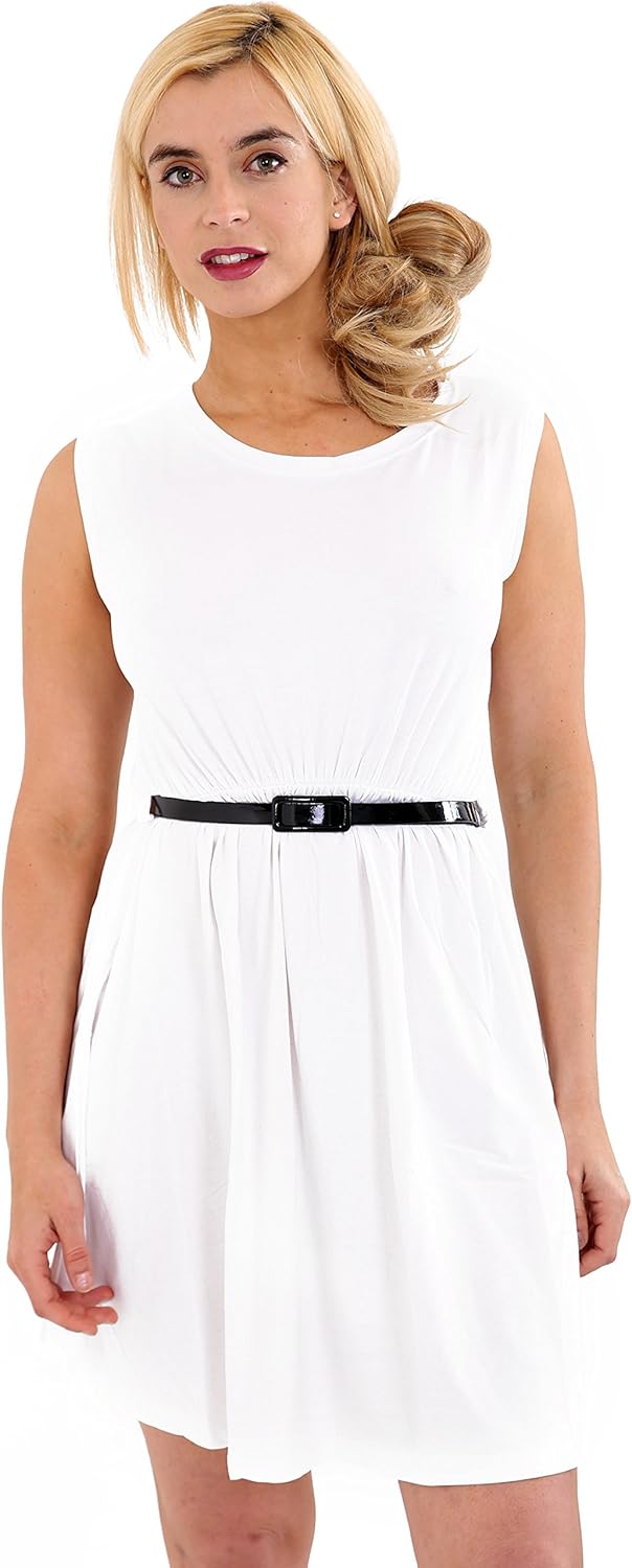 plain and prints white dress