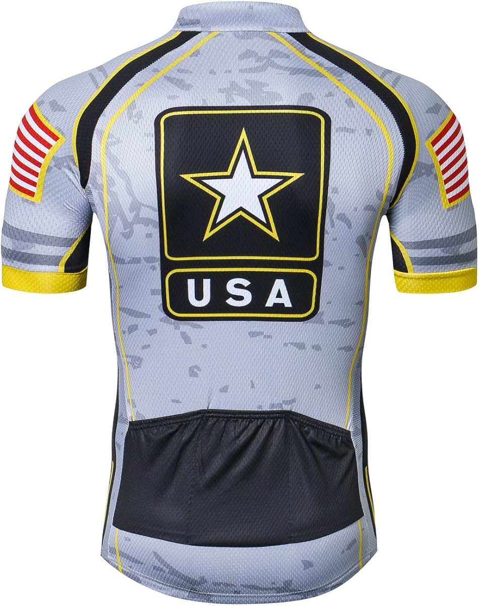 New Pro Full Zipper Men's Cycling Jersey Short Sleeve Riding Shirt USA: Clothing