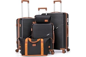 Cosbarn Luggage Sets 5 Piece Suitcases with Wheels, Suitcase Set ABS Hard Case Luggage with TSA Lock Spinner Wheels Durable Travel Luggage (5-Piece Set(20"/24"/28"))