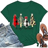 Christmas Shirts for Women Merry Funny Leopard Christmas Tree Tee Tops Holiday Tshirts
