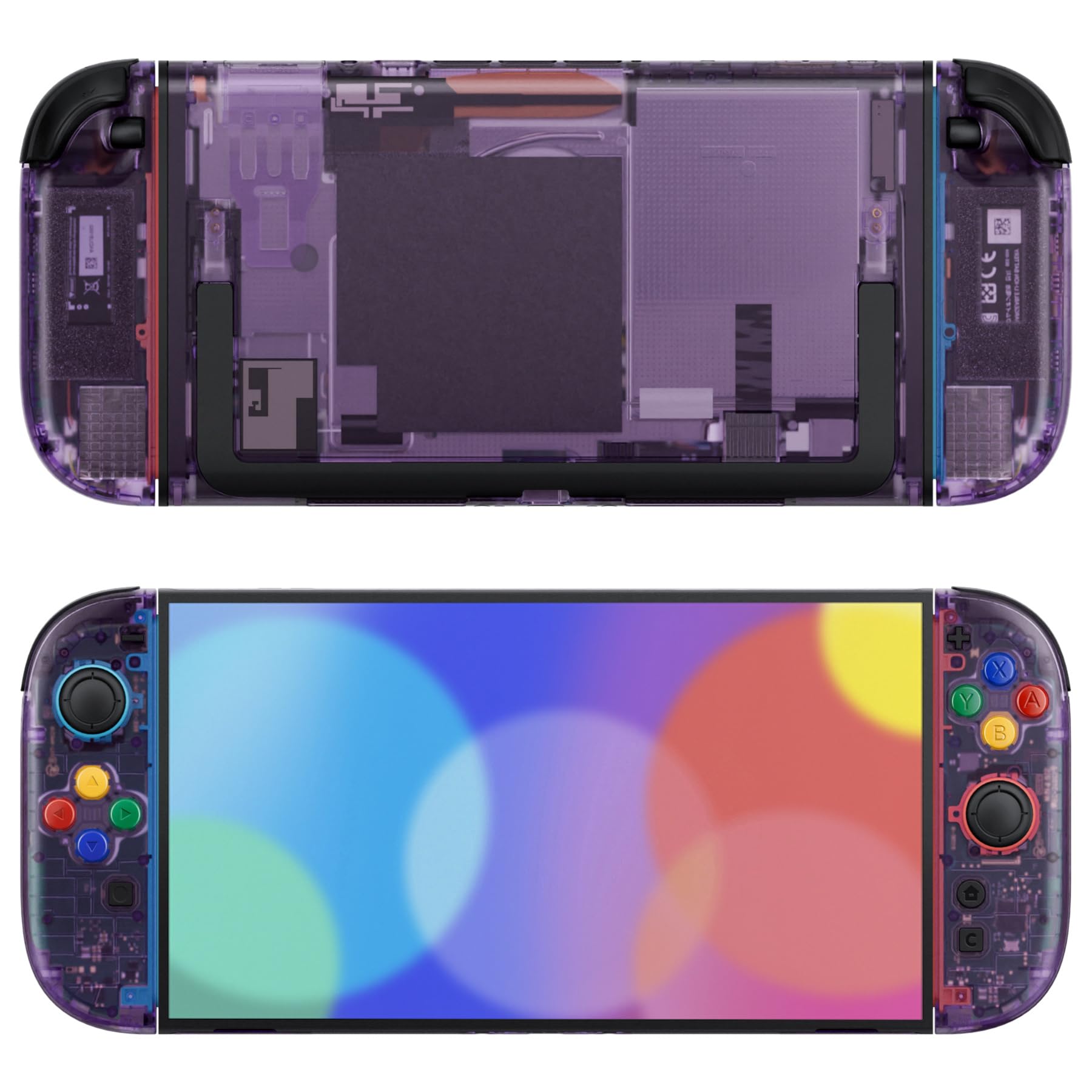 Photo 1 of eXtremeRate DIY Replacement Shell Buttons for Nintendo Switch 2, Custom Console Rear Back Plate + Faceplate with Decorative Strips Direction Keys for Joycon 2 - Essence Version - Clear Atomic Purple