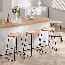 HeuGah Bar Stools Set of 4, Saddle Seat Bar Stools