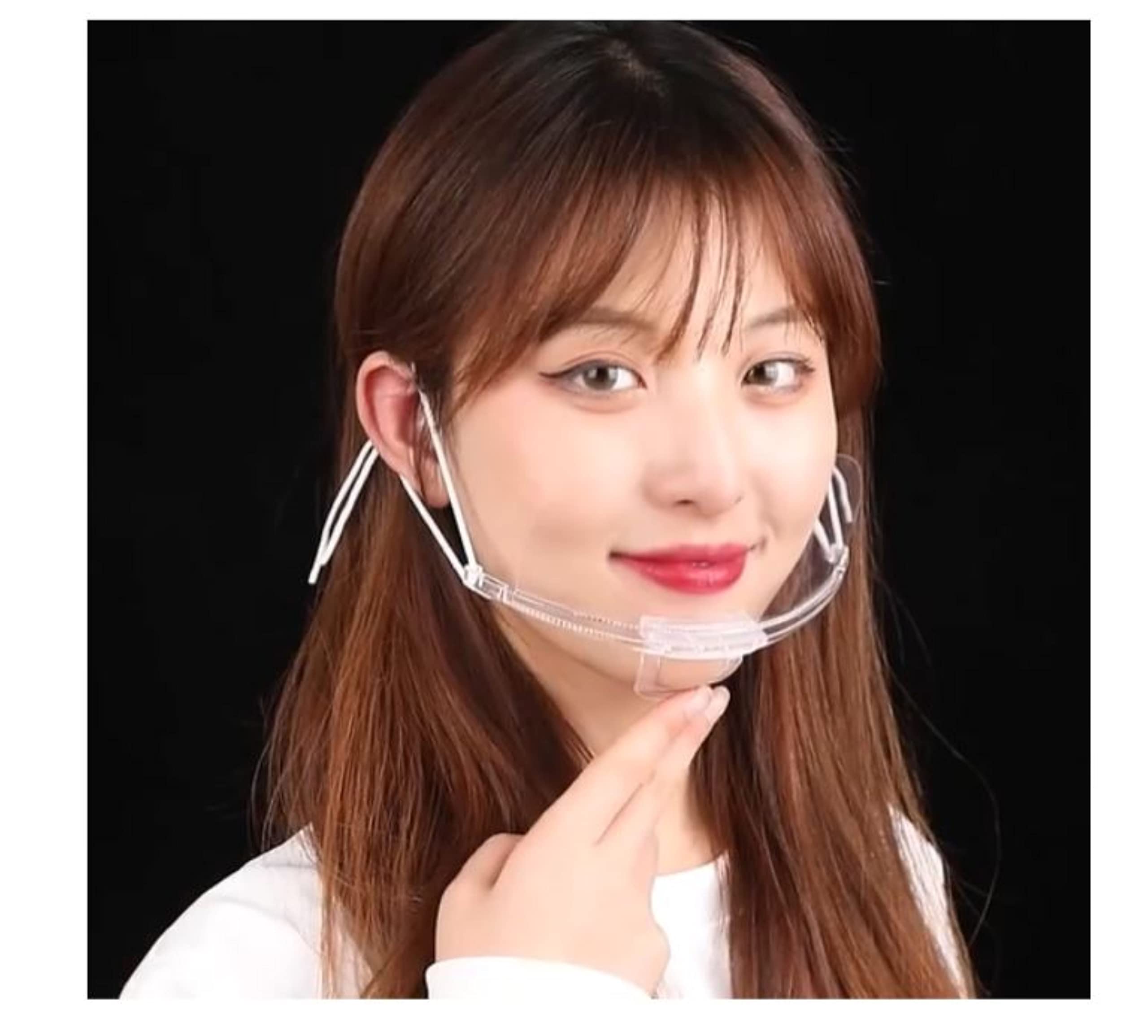 tp TRADEPROVIDER Mouth Shield, (20 pieces) Face Shield, Clear Anti-Fog, Adjustable Elastic Strap. PVC Plastic Face Visor, Transparent Waiter Chef Visor with Transparent Chin Support