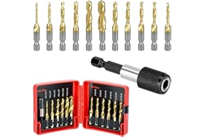 QWORK HSS Tap Bit Set, 13 Pcs SAE/Metric Combination Drill Tap & Tap Bit Set, Screw Tapping Bit Tool for Drilling Tapping