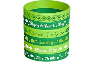 TUPARKA St. Patrick's Day Rubber Wristbands Silicone Shamrock Irish Wristband Bracelet for Party Favors Kids School Gifts Supplies, 36 Pcs 6 Styles