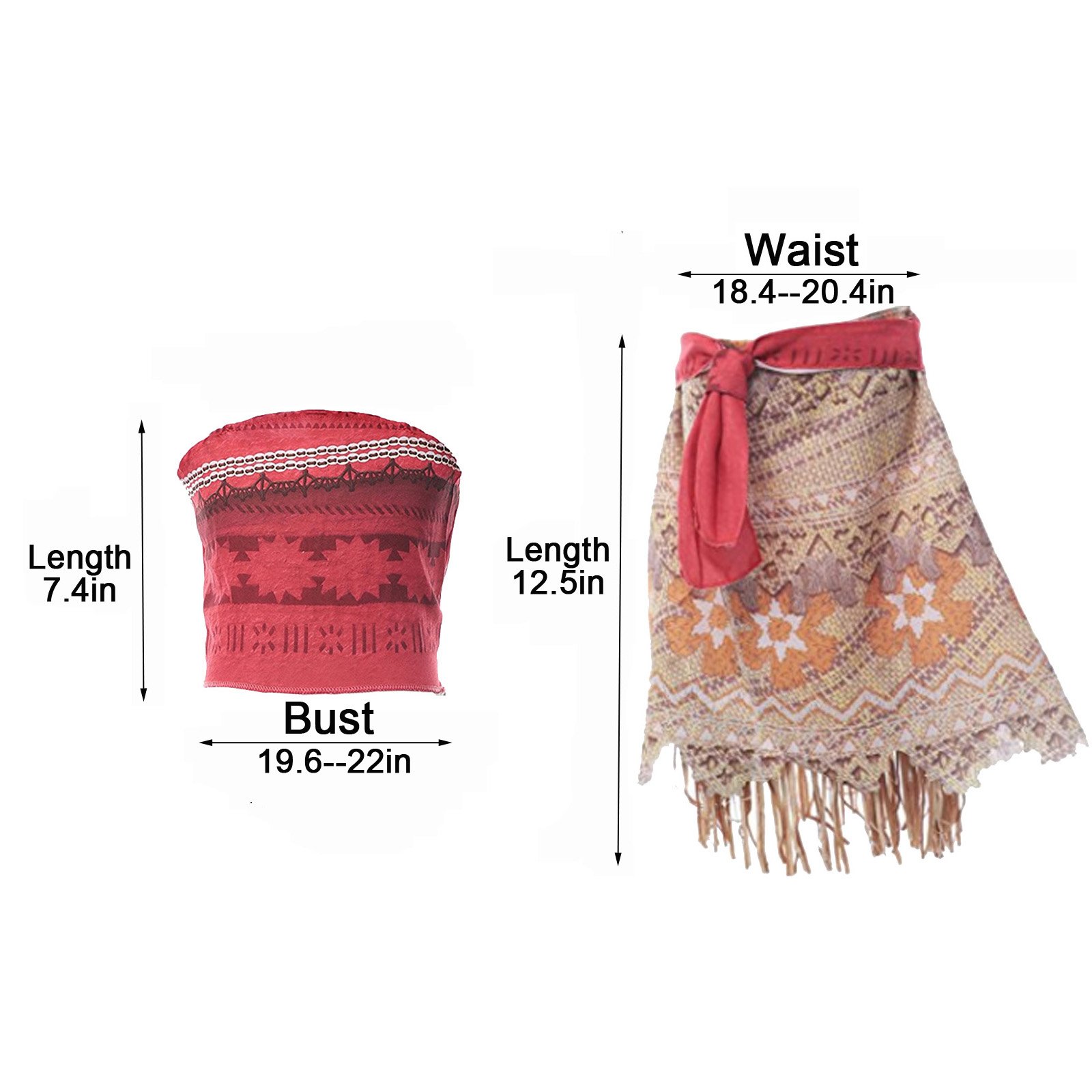 ROMASA Moana Costume Girls Adventure Outfit Cosplay Two-Piece Dress up Skirt Set (3.61ft/3-4Y)