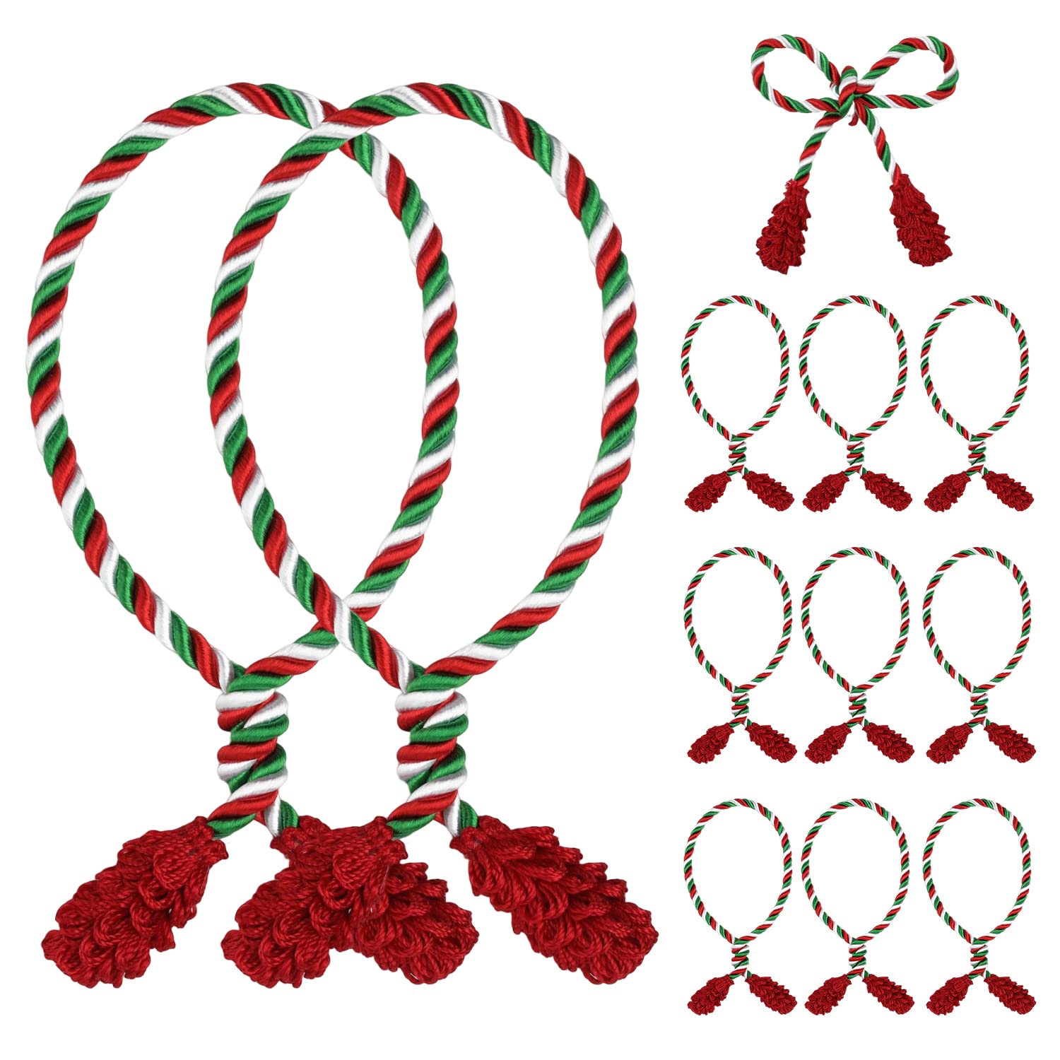 AIEX 12pcs Christmas Garland Ties, Flexible Decorative Ties for Banister Home Decoration (Multicolored)
