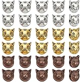 HOBBIESAY 30Pcs Tibetan Cat Spacer Beads 2mm Hole Cat Head Beads Metal Cats Charm Bead Small Flat Kitten Loose Spacer Bead 3 Colors for DIY Bracelets Necklace Jewelry Making Craft