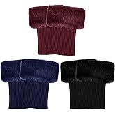 Blulu 3 Pairs Women Faux Fur Boot Cuff Furry Leg Warmers for Winter Fuzzy Knitted Boot Socks Toppers
