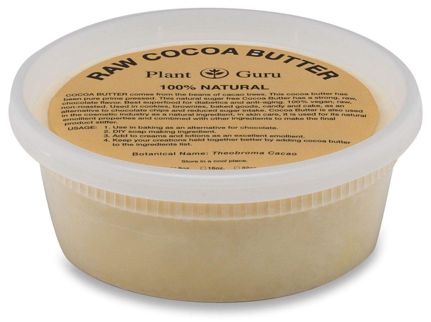 Raw Cocoa Butter 8 oz Pure 100% Unrefined FOOD GRADE Cacao Highest Quality Arriba Nacional Bean, Bulk Rich Chocolate Aroma For Lip Balms, Stretch Marks, DIY Base for Body Butters & Soap Making : Beauty