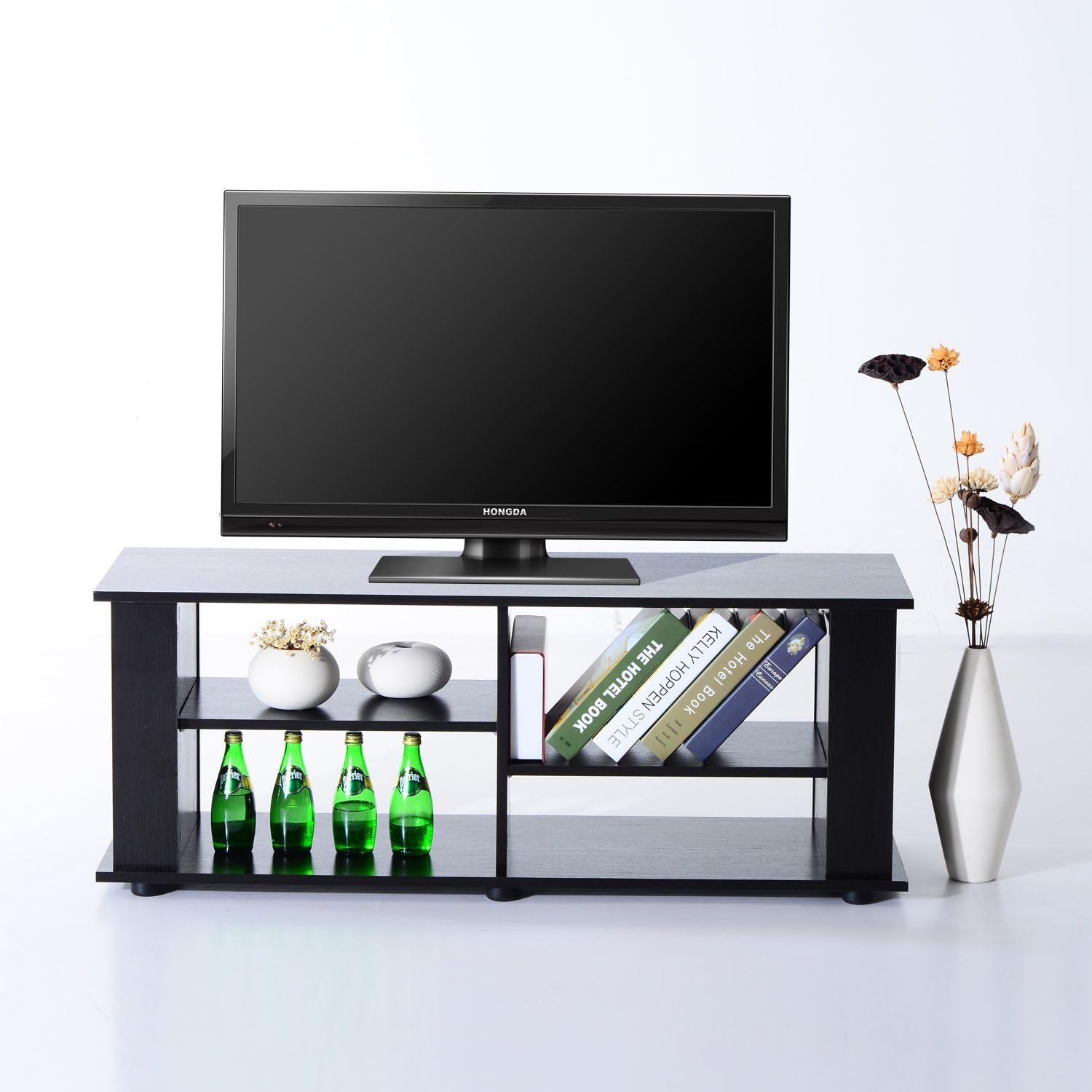 48" Modern Open Adjustable Shelf TV Stand Black