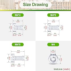 Pzsmocn 120 Pieces M4*4/6/8mm PC Transparent