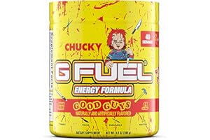 G Fuel Chucky Good Guys Energy Drink Powder, Pre Workout Caffeine Mix for Gaming, Sugar Free Focus Amino, Vitamin + Antioxidants, 9.9oz (Tropical Blood Orange, 40 Servings)