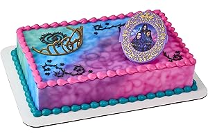 DECOPAC DecoSet® Disney Descendants 3 Good 2 B Bad Cake Topper, 2-Pc Disney Descendants Decorations Set with Golden Tiara and Oversized Compact