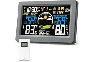 Zivron Weather Station Wireless Indoor Outdoor Thermometer, Grey